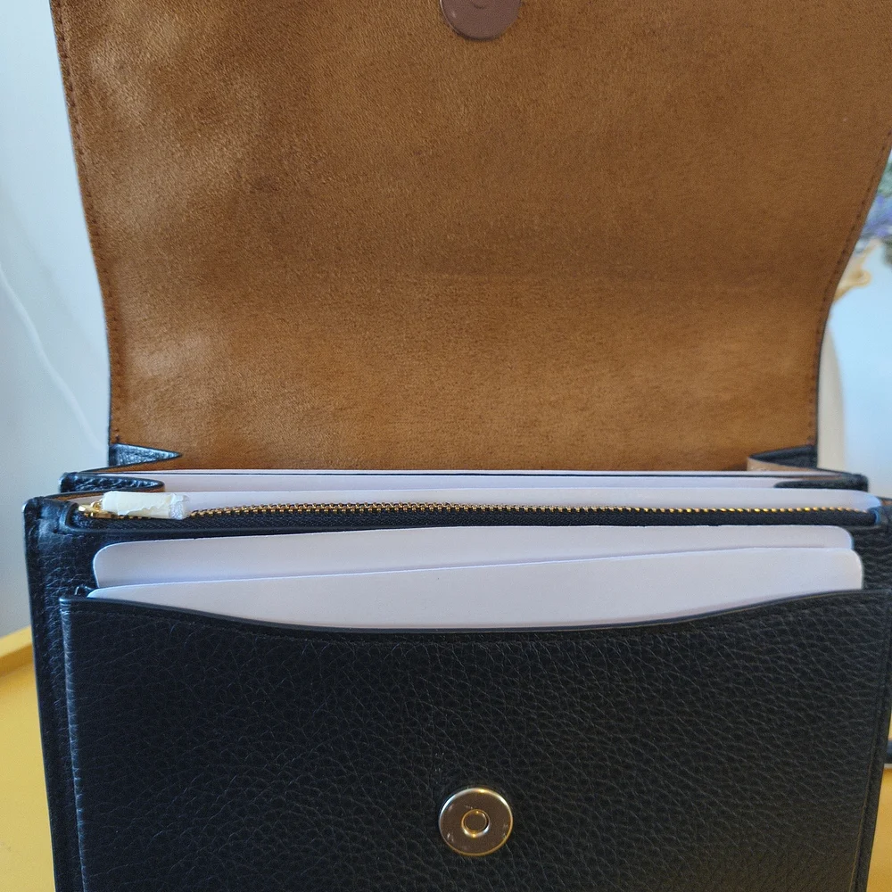 NWT COACH Klare Black Leather Crossbody Bag Embroidery Gold Hardware Medium Size - Picture 11 of 15